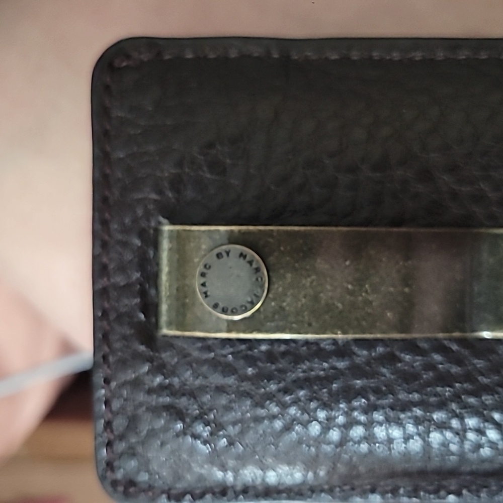 Marc by Marc Jacobs Men’s Clip Card Holder Badge Holder 100% Cow Leather - Picture 3 of 5